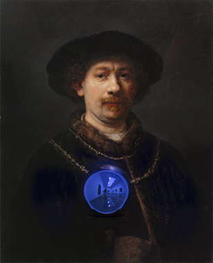 Gazing Ball (Rembrandt Self-Portrait Wearing a Hat)
