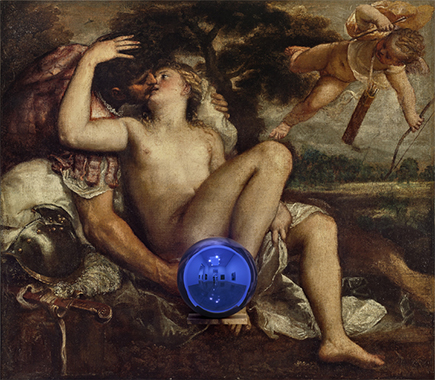 Gazing Ball (Titian Mars, Venus, and Cupid)